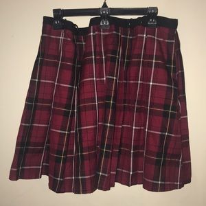Hot Topic Red Plaid Pleated Skirt